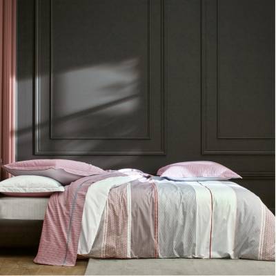 Drap percale Fantaisie BLANC DES VOSGES , pourpre