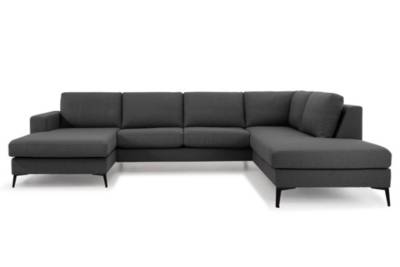 Canapé d'angle Noir Tissu Confort