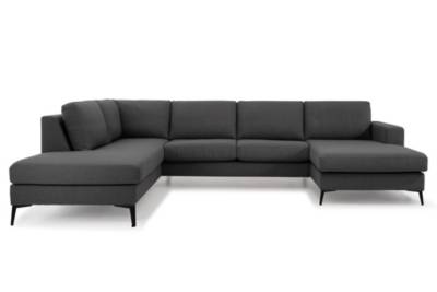Canapé d'angle Noir Tissu Confort