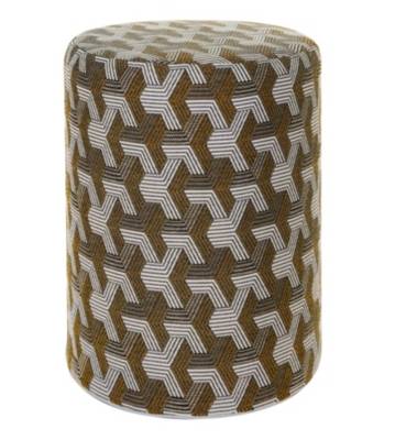 Pouf cylindrique Freddy Gris/Or CAMIF