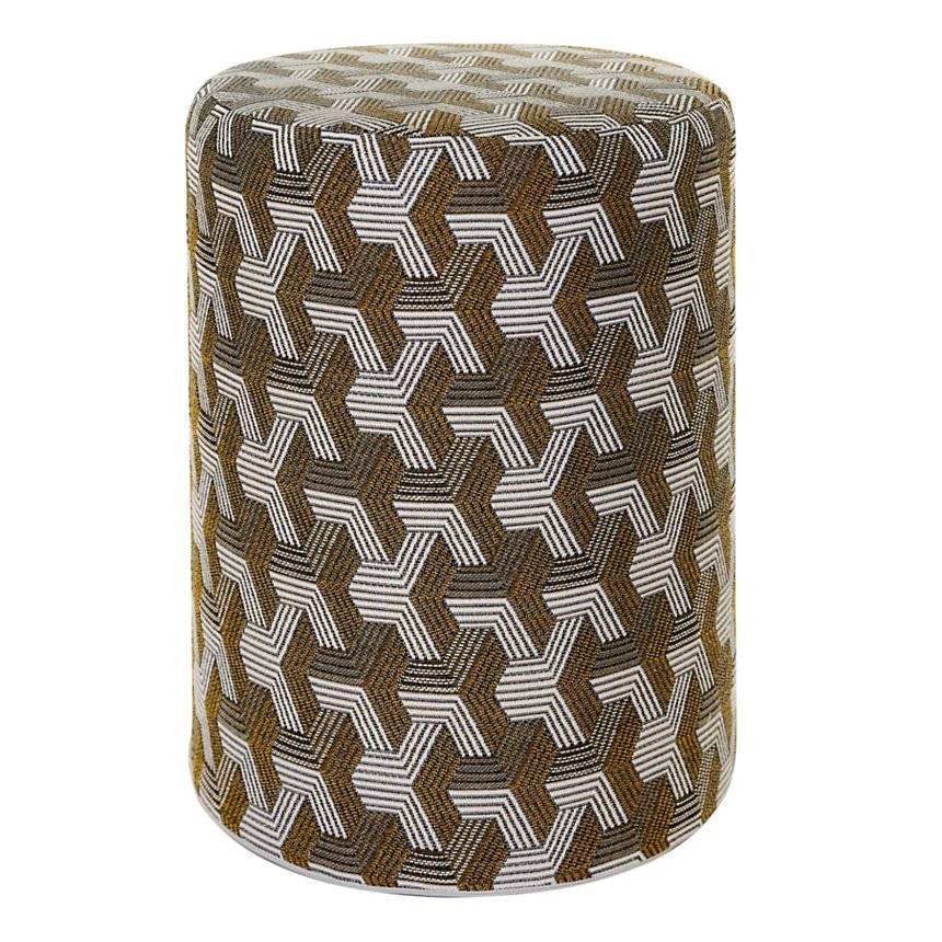 Pouf cylindrique Freddy Gris/Or CAMIF